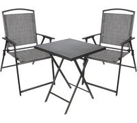 BRUBAKER Salon de jardin Bergamo - Table pliante carrée avec chaises à haut dossier - Résistant aux intempéries et peu encombrant, 2x chaise de camping avec table, Gris