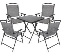 BRUBAKER Salon de jardin Bergamo - Table pliante carrée avec chaises à haut dossier - Résistant aux intempéries et peu encombrant, 4x chaise de camping avec table, Gris