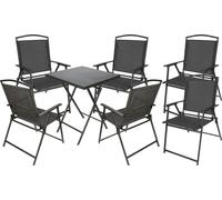 BRUBAKER Salon de jardin Bergamo - Table pliante carrée avec chaises à haut dossier - Résistant aux intempéries et peu encombrant, 6x chaise de camping avec table, gris foncé