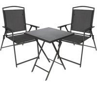 BRUBAKER Salon de jardin Bergamo - Table pliante carrée avec chaises à haut dossier - Résistant aux intempéries et peu encombrant, 2x chaise de camping avec table, gris foncé