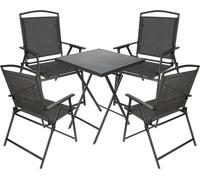BRUBAKER Salon de jardin Bergamo - Table pliante carrée avec chaises à haut dossier - Résistant aux intempéries et peu encombrant, 4x chaise de camping avec table, gris foncé
