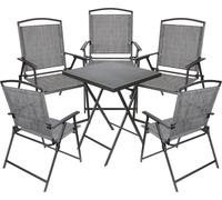 BRUBAKER Salon de jardin Bergamo - Table pliante carrée avec chaises à haut dossier - Résistant aux intempéries et peu encombrant, 5x chaise de camping avec table, Gris