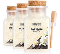 BRUBAKER Sels de Bain 3x 400 g - Parfum Vanille - Additif de Bain aux Extraits Naturels - Bain Bien-Être Pour la Détente, la Relaxation et les Soins du Corps