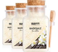 BRUBAKER Sels de bain 3x 400 g - Parfum vanille - Additif de bain aux extraits naturels - Bain bien-être pour la détente, la relaxation et les soins du corps