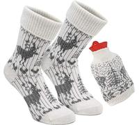 BRUBAKER Set cadeau douillet Pieds chauds Chaussettes norvégiennes pour femmes avec bouillotte tricotée