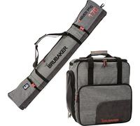 BRUBAKER Set combiné Carver Performance - Sac à skis 170 cm et sac à chaussures de ski pour 1 paire de skis + bâtons + chaussures + casque Noir Gris