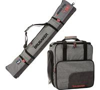 BRUBAKER Set combiné Carver Performance - Sac à skis 190 cm et sac à chaussures de ski pour 1 paire de skis + bâtons + chaussures + casque Noir Gris