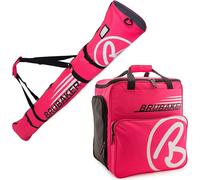 BRUBAKER Set combiné CHAMPION - Limited Edition - Sac à skis 170 cm et sac à chaussures de ski pour 1 paire de skis + bâtons + chaussures + casque Rose Blanc