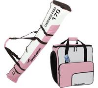 BRUBAKER Set combiné - Sac à skis 170 cm et sac à chaussures de ski pour 1 paire de skis + bâtons + chaussures + casque Rose Blanc