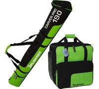 BRUBAKER Set combiné sac à skis et sac à chaussures de ski pour 1 paire de skis jusqu'à 190 cm + bâtons + chaussures + casque Vert Noir