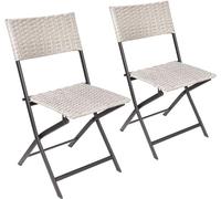 BRUBAKER Set de 2 Chaises de Jardin Lugano - Chaises Pliantes en Poly Rotin Imperméables et Robustes - Chaises de Balcon - Chaises de Camping pour Jardin Balcon Terrasse - Gris Beige