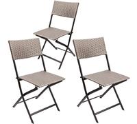 BRUBAKER Set de 3 Chaises de Jardin Toskana - Chaises Pliantes en Poly Rotin Imperméables et Robustes - Chaises de Balcon - Chaises de Camping pour Jardin Balcon Terrasse - Gris Marron