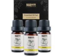BRUBAKER Set de 3 huiles de citron - Capacité de concentration, bonne humeur & joie de vivre - Huiles essentielles d'aromathérapie Set cadeau 3 x 10 ml Huile d'agrumes Naturelle & Vegan