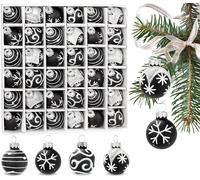 BRUBAKER Set de 36 Boules de Noël avec Boules d'arbre de 3 cm - Décorations d'arbre de Noël Décorées à la Main Mini Boules pour Arbre de Noël - Boules d'arbre de Noël en Verre - Noir