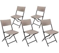 BRUBAKER Set de 5 Chaises de Jardin Toskana - Chaises Pliantes en Poly Rotin Imperméables et Robustes - Chaises de Balcon - Chaises de Camping pour Jardin Balcon Terrasse - Gris Marron