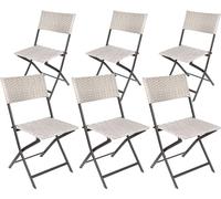 BRUBAKER Set de 6 Chaises de Jardin Lugano - Chaises Pliantes en Poly Rotin Imperméables et Robustes - Chaises de Balcon - Chaises de Camping pour Jardin Balcon Terrasse - Gris Beige