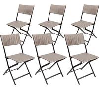 BRUBAKER Set de 6 Chaises de Jardin Toskana - Chaises Pliantes en Poly Rotin Imperméables et Robustes - Chaises de Balcon - Chaises de Camping pour Jardin Balcon Terrasse - Gris Marron