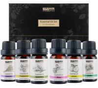 BRUBAKER Set de 6 huiles essentielles d'aromathérapie 6 x 10 ml Naturel - Lavande Rose Romarin Camomille Lemon Cèdre - Huile parfumée pour diffuseur Humidificateur Massage Aromathérapie Soins du corps