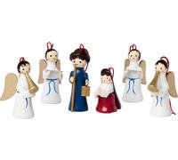 BRUBAKER Set de 6 pendentifs pour l'arbre de Noël Marie et Joseph avec des anges - Décorations en bois naturel peintes à la main pour l'arbre de Noël made in Germany