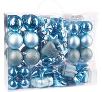 BRUBAKER Set de 77 boules de Noël Décorations d'arbre de Noël bleu clair/argenté