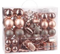 Brubaker Set de 77 boules de Noël Décorations d'arbre de Noël or rose/argent