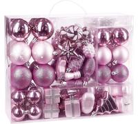 BRUBAKER Set de 77 boules de Noël Décorations d'arbre de Noël rose/argenté