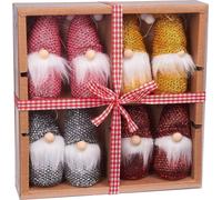 Brubaker Set de 8 Nains de Noël en bois et tricot - Pendentif d'arbre de Noël - 10,5 cm en boîte cadeau