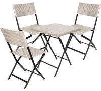 BRUBAKER Set de balcon Lugano - Résistant aux intempéries pliable et peu encombrant - Set de meubles de balcon en poly rotin - Ensemble de table et 3 chaises pour balcon