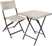BRUBAKER Set de balcon Lugano - Résistant aux intempéries pliable et peu encombrant - Set de meubles de balcon en poly rotin - Ensemble table et 1 chaise pour balcon