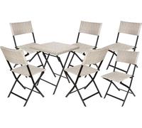 BRUBAKER Set de balcon Lugano - Résistant aux intempéries pliable et peu encombrant - Set de meubles de balcon en poly rotin - Ensemble de table et 6 chaises pour balcon