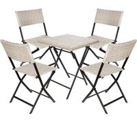 BRUBAKER Set de balcon Lugano - Résistant aux intempéries pliable et peu encombrant - Set de meubles de balcon en poly rotin - Ensemble de table et 4 chaises pour balcon