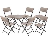 BRUBAKER Set de balcon Toskana - Résistant aux intempéries pliable et peu encombrant - Set de meubles de balcon en poly rotin - Ensemble de table et 6 chaises pour balcon