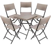 BRUBAKER Set de balcon Toskana - Résistant aux intempéries pliable et peu encombrant - Set de meubles de balcon en poly rotin - Ensemble de table et 5 chaises pour balcon
