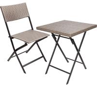 BRUBAKER Set de balcon Toskana - Résistant aux intempéries pliable et peu encombrant - Set de meubles de balcon en poly rotin - Ensemble de salon pour balcon, table et 1 chaise