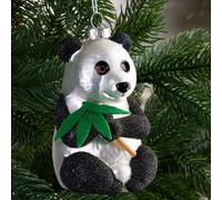 BRUBAKER Set de boules de Noël Animaux Mix - Panda Paresseux et Tigre - Boules d'arbre peintes à la main - Décorations de Noël en verre soufflé à la bouche
