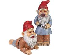 BRUBAKER Set de nains de jardin Zombie - Nains d'horreur debout et couchés - Halloween Figurine de jardin Drôle - Décoration Résistant aux intempéries pour le jardin Camping - Horror Garden Deco pour