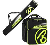BRUBAKER - Set de Ski 'Carver Champion' - Housse à Skis & Sac à Chaussures de Ski - pour 1 Paire de Skis + Bâtons + Chaussures + Casque - Noir/Jaune Fluo