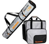 BRUBAKER - Set de Ski 'CarverTec Pro' - Housse à Skis & Sac à Chaussures de Ski - pour 1 Paire de Skis + Bâtons + Chaussures + Casque - Argenté/Orange