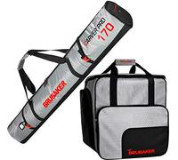 BRUBAKER - Set de Ski 'CarverTec Pro' - Housse à Skis & Sac à Chaussures de Ski - pour 1 Paire de Skis + Bâtons + Chaussures + Casque - Argenté/Rouge