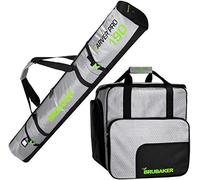 BRUBAKER - Set de Ski 'CarverTec Pro' - Housse à Skis & Sac à Chaussures de Ski - pour 1 Paire de Skis + Bâtons + Chaussures + Casque - Argenté/Vert