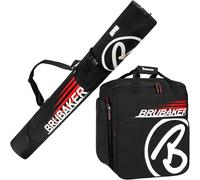 BRUBAKER Set de Ski ‘Champion’ - Housse à Skis et Sac à Chaussures de Ski pour 1 Paire de Skis + Bâtons + Chaussures + Casque - 170 cm - Noir/Rouge