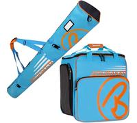 BRUBAKER Set de Ski ‘Champion’ - Série limitée - Housse à Skis et Sac à Chaussures de Ski pour 1 Paire de Skis + Bâtons + Chaussures + Casque - 190 cm - Bleu Orange