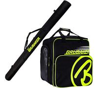 BRUBAKER - Set de Ski 'XC Touring Champion' - Housse à Skis de Fond & Sac à Chaussures de Ski - pour 1 Paire de Skis + Bâtons + Chaussures + Casque - Noir/Jaune Fluo