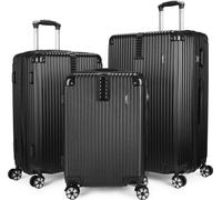 BRUBAKER Set de valises London - Set de 3 valises de voyage avec bagage à main - Valise rigide avec serrure à combinaison, 4 roulettes, set, noir