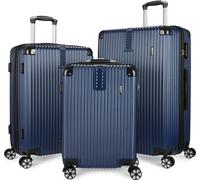 BRUBAKER Set de valises London - Set de valises de voyage 3 pièces avec bagage à main - Valise rigide avec serrure à combinaison, 4 roulettes, Set, bleu