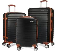 BRUBAKER Set de valises Paris - 3 pcs. Set de valises rigides avec bagage à main - Trolleys avec serrure à combinaison et 4 roues, noir et marron clair