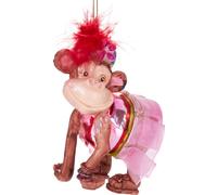 BRUBAKER Singe de cirque avec robe - Boule de Noël en verre peinte à la main - Décoration d'arbre de Noël Figurines amusantes Pendentif Déco Boule d'arbre - 10 cm