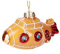 BRUBAKER - Suspension pour Sapin de Noël - Bateau sous-Marin Jaune - Boule en Verre Soufflé - Peinte à la Main - Drôle & Originale - Décoration Arbre de Noël - 10,7 cm
