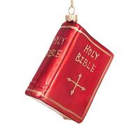 BRUBAKER - Suspension pour Sapin de Noël - Bible Rouge - Boule en Verre Soufflé - Peinte à la Main - Drôle & Originale - Décoration Arbre de Noël - 9 cm