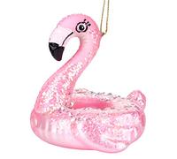BRUBAKER - Suspension pour Sapin de Noël - Bouée Flamant Rose - Boule en Verre Soufflé - Peinte à la Main - Drôle & Originale - Décoration Arbre de Noël - 9 cm